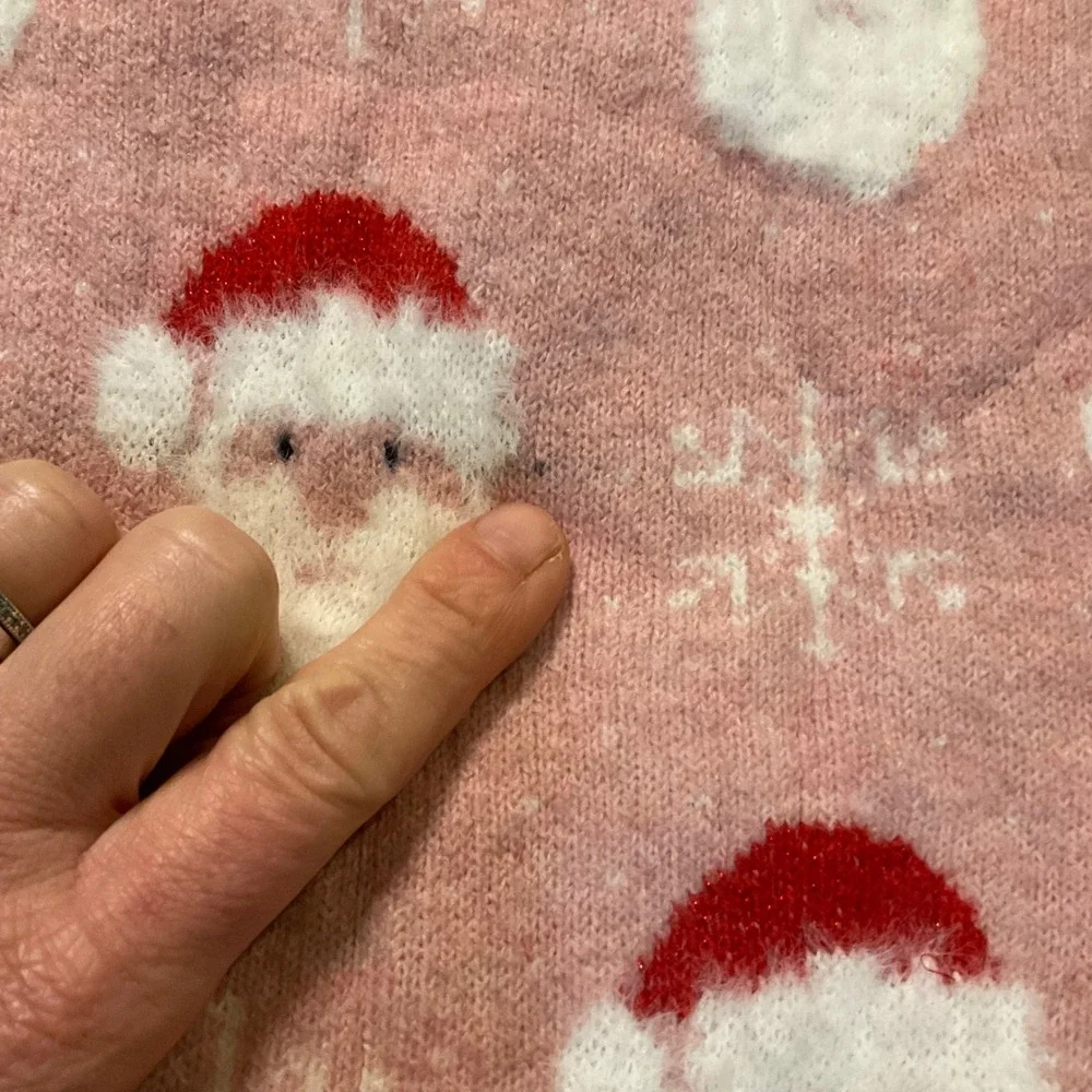 Dunes Stores Sweater Santa Pink‎ Size 7-8 Winter Soft Cozy Kids
